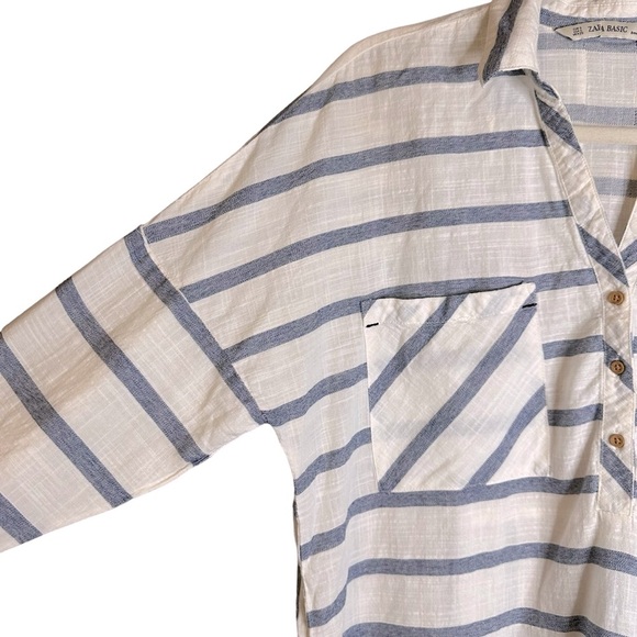 Zara Striped Lightweight Cotton‎ Popover Top 1821/024/060 Small - Picture 5 of 12